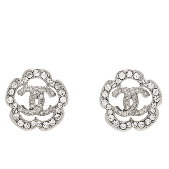 Chanel  Crystal Camellia CC Earrings - Picture 1 of 14